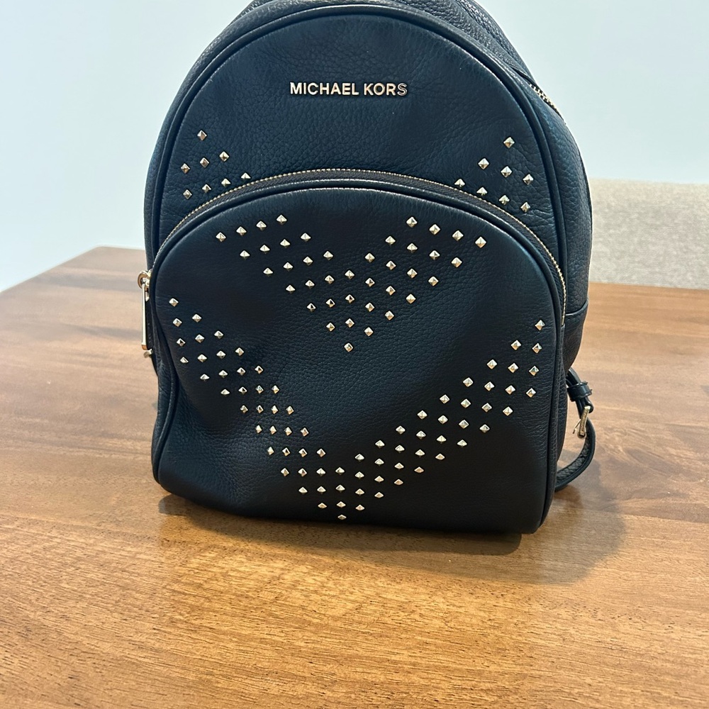 MK Studded Black Leather Mini Backpack